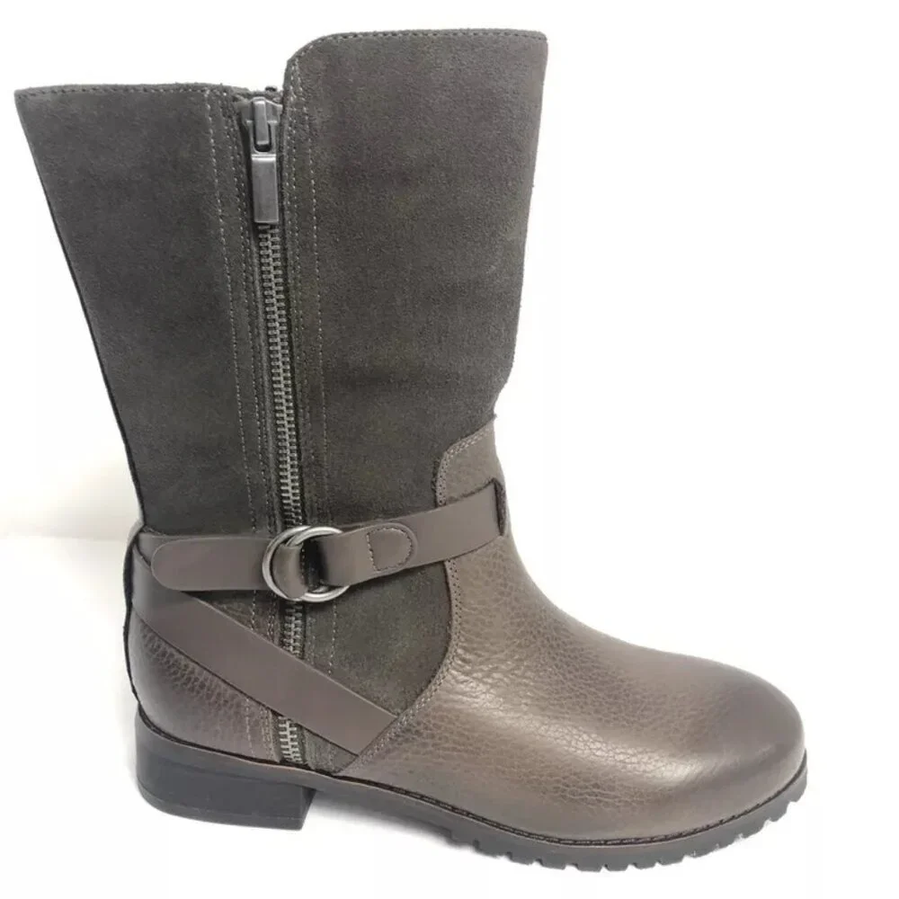 SoftWalk Women’s Marlowe, Ash Grey Combat Boots, Size 6.5M